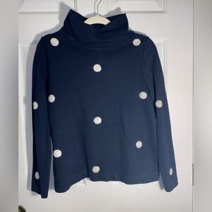LOFT Navy and White Polka Dot Turtleneck Cotton Sweater